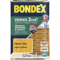Vernis Bois Bondex 0,25L Brillant | Couleur: Chêne Clair - Chêne Clair