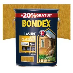 BONDEX Lasure Ultra Classique Satin 5 Ans 5L+20% Gratuit | Couleur: Chêne Clair - Chêne Clair